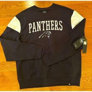 New 47 Brand NFL Carolina Panthers Football Sweatshirt Size Large MSRP $80 Black